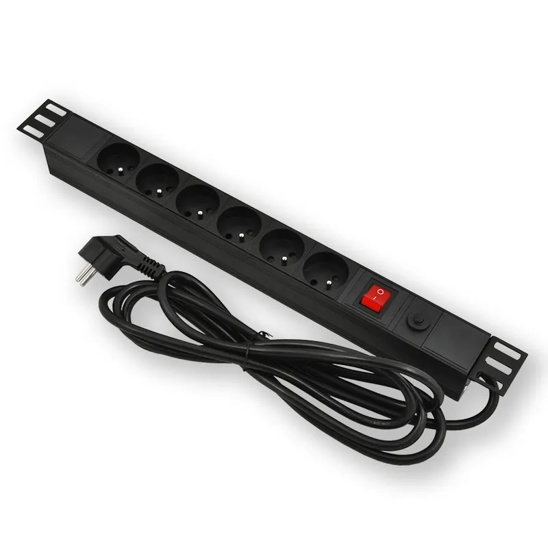 Hromadná Objednávka Napájecí panel LAN-TEC PD.0601.001 19" 1U 6X230V vypínač,pojistka 1007-001