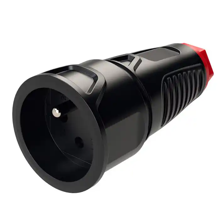 Akční Nabídka CZ spojka guma/polyamid SCHMACHTL PC-2410-sr 16A/250V, IP 20, červený kroužek, Taurus 2 černá