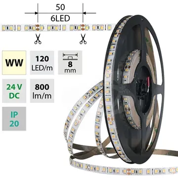 SK0143808-CZ20260306-083713-0-1772757440-2469774 Pouze Dnes LED pásek 9,6W/m 24VDC 3000K 800lm pásek 8mm 120LED IP20 CRI90